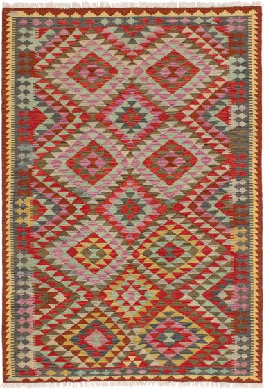 Turkish Kashkoli FW 5'5" x 8'2" Flat-Weave Wool Kilim 