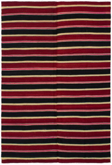Turkish Boho 5'4" x 7'7" Flat-Weave Wool Kilim 