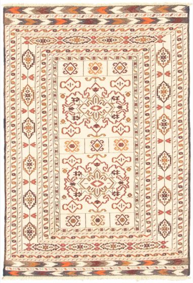 Turkish Shiravan SMK 4'3" x 6'3" Flat-Weave Wool Kilim 