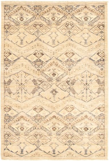 Pakistani Finest Peshawar Ziegler 4'2" x 6'2" Hand-knotted Wool Rug 