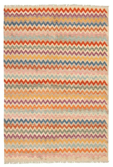 Kilim vif et coloré 6'7" x 9'10" en laine