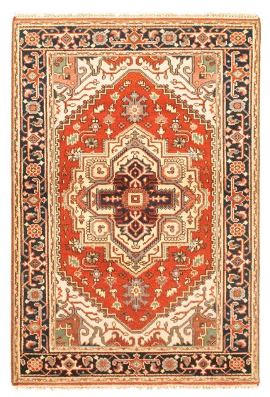 Indian Serapi Heritage 4'0" x 6'2" Hand-knotted Wool Rug 