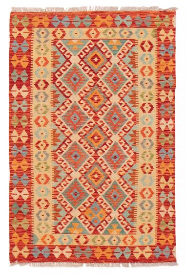 Kilim vif et coloré 3'2" x 4'10" en laine