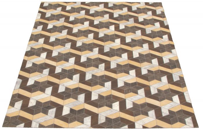 Argentina Cowhide Patchwork 5'0" x 7'10" Handmade Leather Rug 
