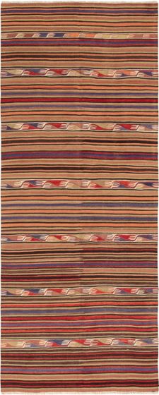 Turkish Boho 4'8" x 11'11" Flat-Weave Wool Kilim 