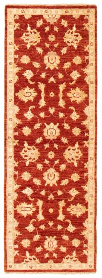 Afghan Chobi Finest 2'8" x 7'8" Hand-knotted Wool Dark Red Rug
