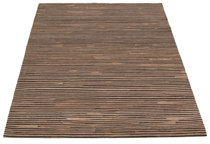 Argentina Cowhide Patchwork 5'0" x 8'0" Handmade Hemp, Jute & Leather Rug 