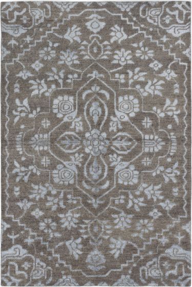 Indian La Seda 6'0" x 8'11" Hand-knotted Silk, Wool Rug 