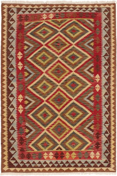 Turkish Sivas 5'6" x 8'3" Flat-Weave Wool Kilim 