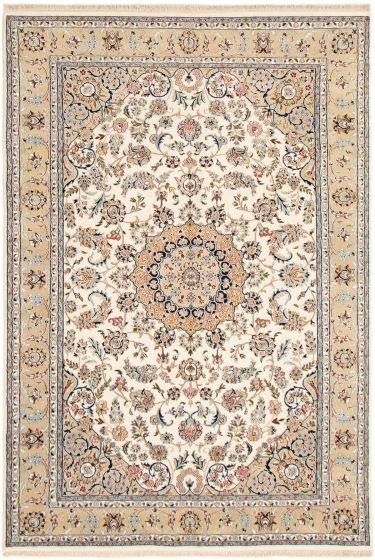 Persian Style Nain 9La 6'8" x 9'11" Hand-knotted Silk, Wool Rug 