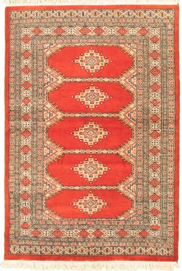 Pakistani Finest Peshawar Bokhara 3'1" x 4'10" Hand-knotted Wool Rug 