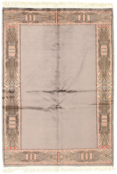 Pakistani Finest Peshawar Bokhara 4'2" x 6'2" Hand-knotted Wool Rug 