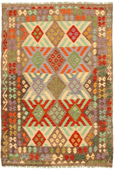 Kilim vif et coloré 6'5" x 9'7" en laine
