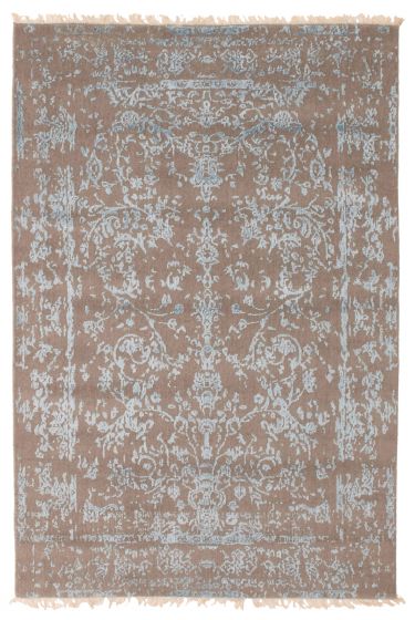 Indian La Seda 4'5" x 6'8" Hand-knotted Silk Rug 