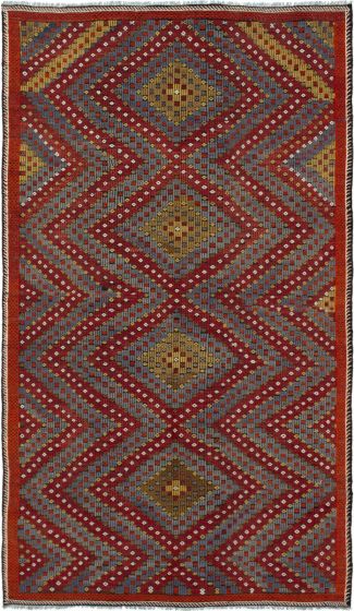 Turkish Yoruk 5'9" x 10'6" Flat-Weave Wool Tapestry Kilim 