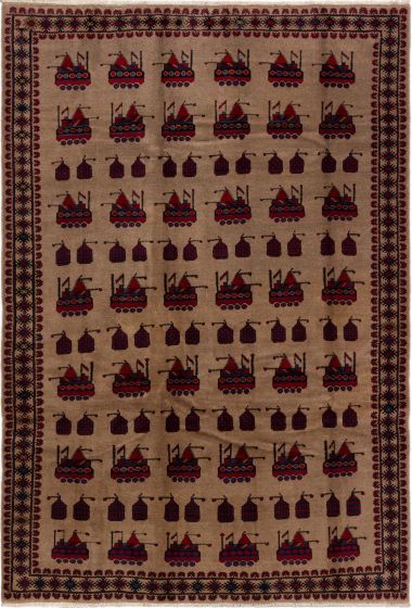 Afghan Rare War 6'11" x 9'10" Hand-knotted Wool Rug 