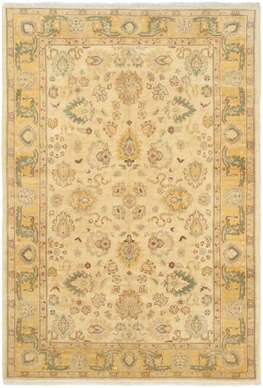 Afghan Chobi 9'8" x 6'7" Hand-knotted Wool Yellow Rug - Closeout