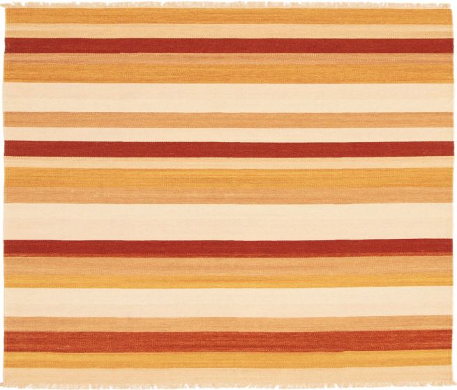Indian Tribal Gabbeh 5'5" x 7'9" Flat-Weave Wool Kilim 