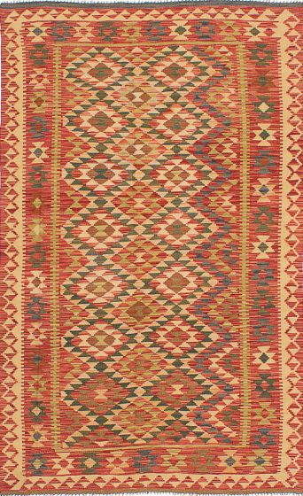 Turkish Sivas 4'8" x 7'10" Flat-Weave Wool Kilim 