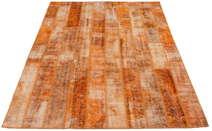 Turkish Color Transition Patchwork 6'7" x 9'11" Hand-knotted Wool Rug 
