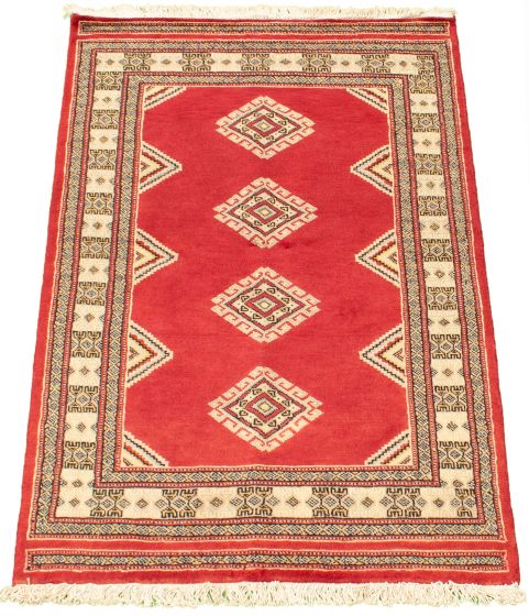Pakistani Finest Peshawar Bokhara 3'1" x 4'11" Hand-knotted Wool Rug 