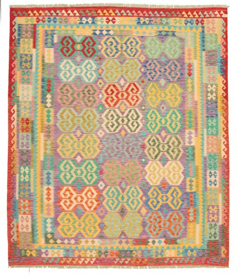 Turkish Sivas 8'4" x 9'8" Flat-Weave Wool Kilim 