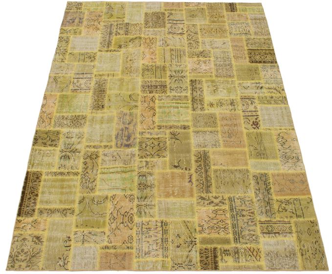 Turkish Color Transition Patchwork 7'0" x 9'9" Hand-knotted Wool Rug 