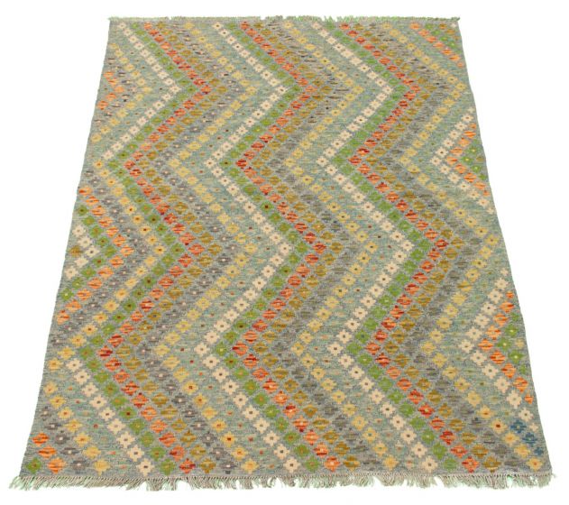 Turkish Bold and Colorful 5'10" x 8'4" Flat-Weave Wool Kilim 