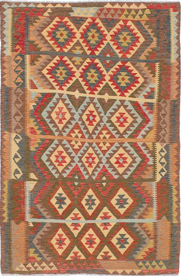 Turkish Sivas 4'11" x 7'6" Flat-Weave Wool Kilim 