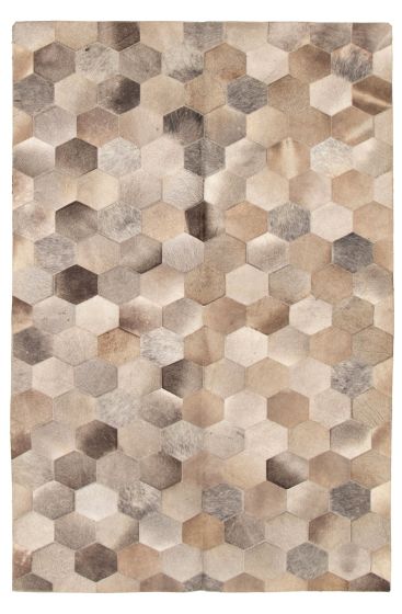 Argentina Cowhide Patchwork 6'1" x 9'1" Handmade Leather Rug 