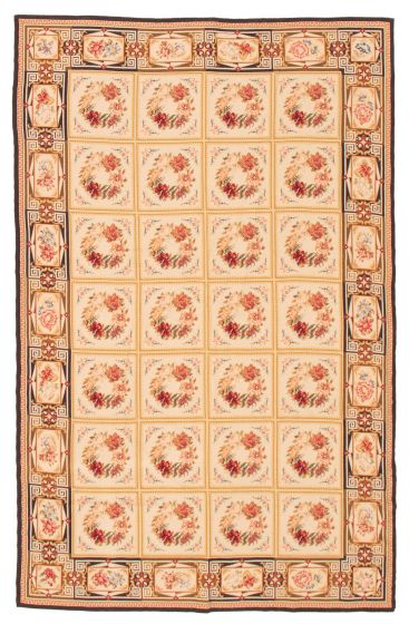 Indian French Tapestry 6'2" x 9'4" Needlepoint Wool Tapestry Kilim 