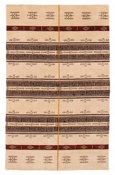 Indo Gabbeh 5'0" x 8'0" Hand Loomed Wool Rug 