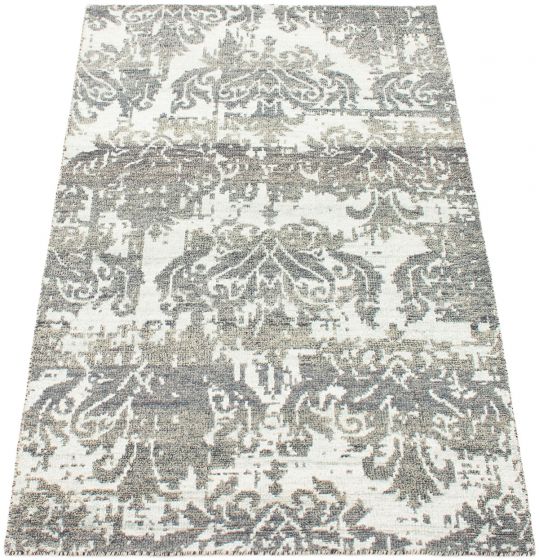 Indian La Seda 5'1" x 7'10" Hand-knotted Wool & Silk Rug 