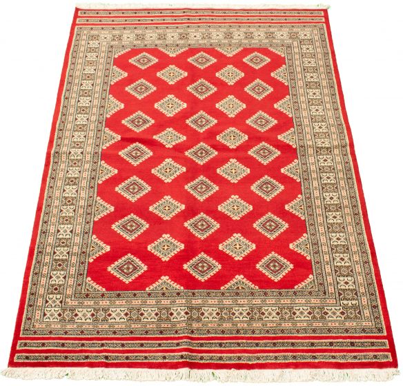 Pakistani Finest Peshawar Bokhara 5'7" x 8'0" Hand-knotted Wool Rug 
