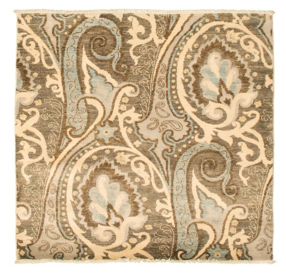 Pakistani Lahore Finest Collection 4'0" x 4'1" Hand-knotted Wool Rug 