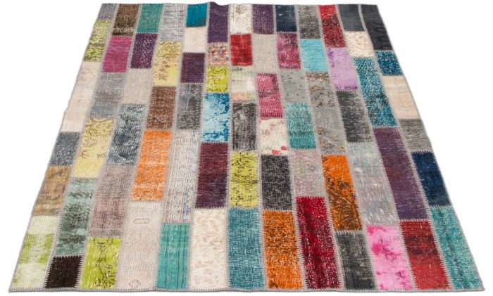 Turkish Color Transition Patchwork 5'10" x 8'0" Hand-knotted Wool Rug 
