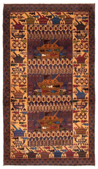Afghan Rare War 4'1" x 7'4" Hand-knotted Wool Rug 