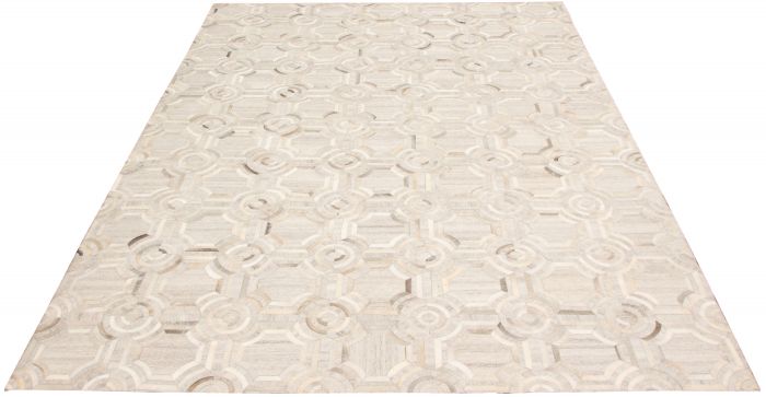 Argentina Cowhide Patchwork 9'1" x 12'9" Handmade Hemp, Jute, Leather Rug 