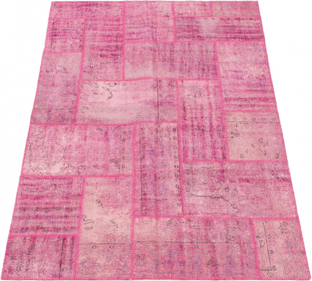 Turkish Color Transition Patchwork I 5'7" x 7'10" Hand-knotted Wool Rug 
