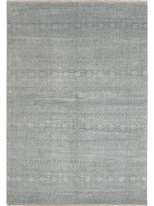 Indian Silk Shadow 6'1" x 8'10" Hand-knotted Wool & Silk Rug 