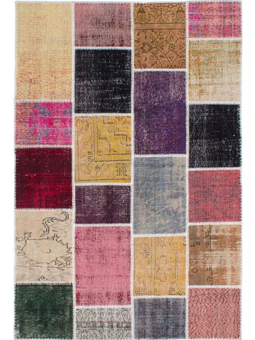 Tapis vif et coloré patchwork 5'4" x 8'0" en laine