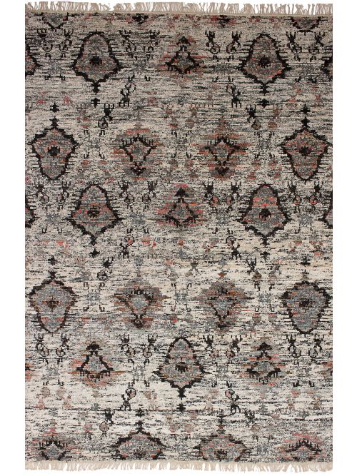 Indian Sari Silk 6'1" x 9'5" Hand-knotted Silk Cream Rug