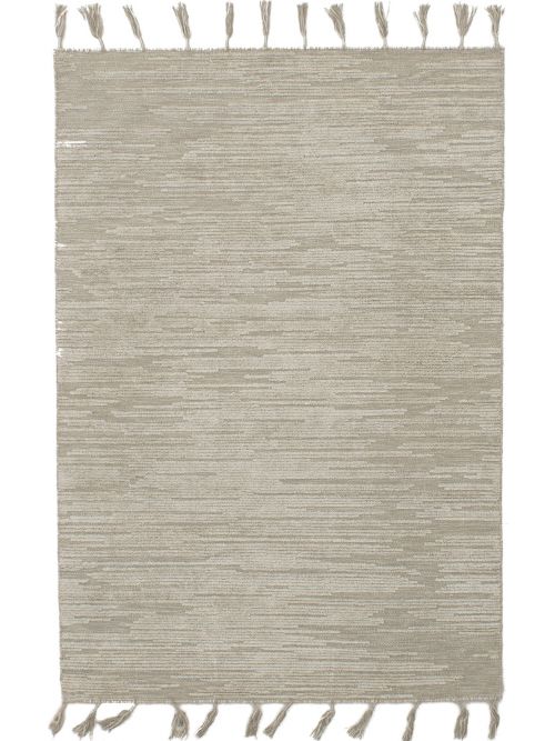 Indian Kalista 4'11" x 7'10" Flat-Weave Silk, Wool Kilim 