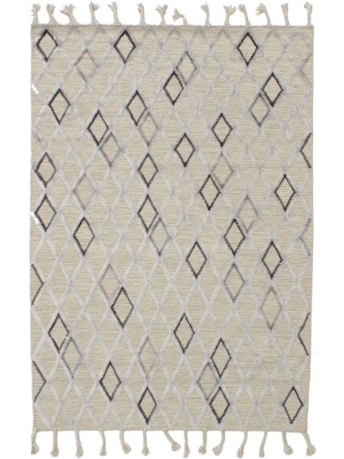 Indian Kalista 4'11" x 7'10" Flat-Weave Silk, Wool Kilim 