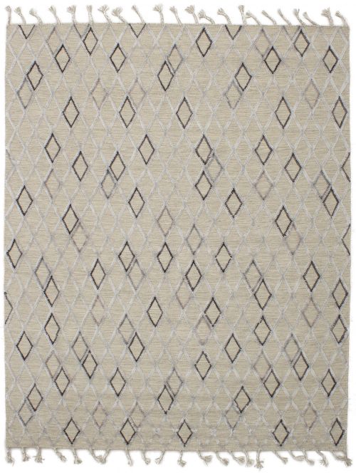Indian Kalista 7'10" x 9'10" Flat-Weave Silk, Wool Kilim 