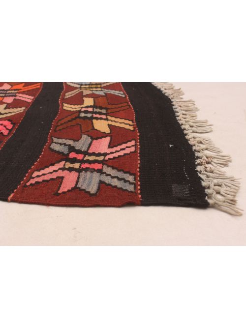Turkish Boho 4'11" x 12'11" Flat-Weave Wool Kilim 
