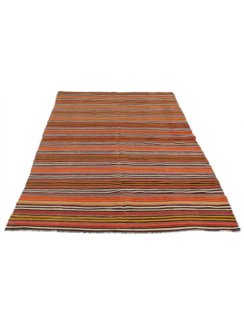 Turkish Boho 4'8" x 12'0" Flat-Weave Wool Kilim 
