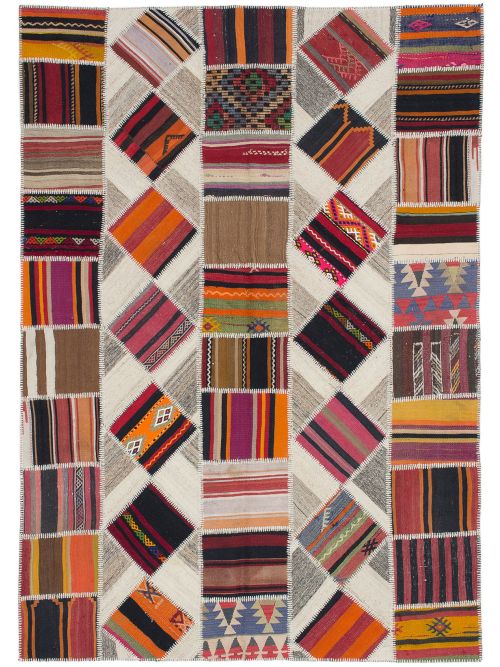 Turkish Anatolia Patch 6'8" x 9'6" Flat-Weave Wool Kilim 