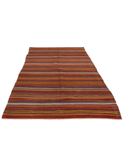 Turkish Boho 4'11" x 12'3" Flat-Weave Wool Kilim 