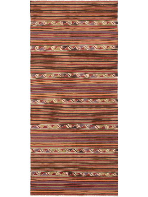 Turkish Boho 5'0" x 12'6" Flat-Weave Wool Kilim 